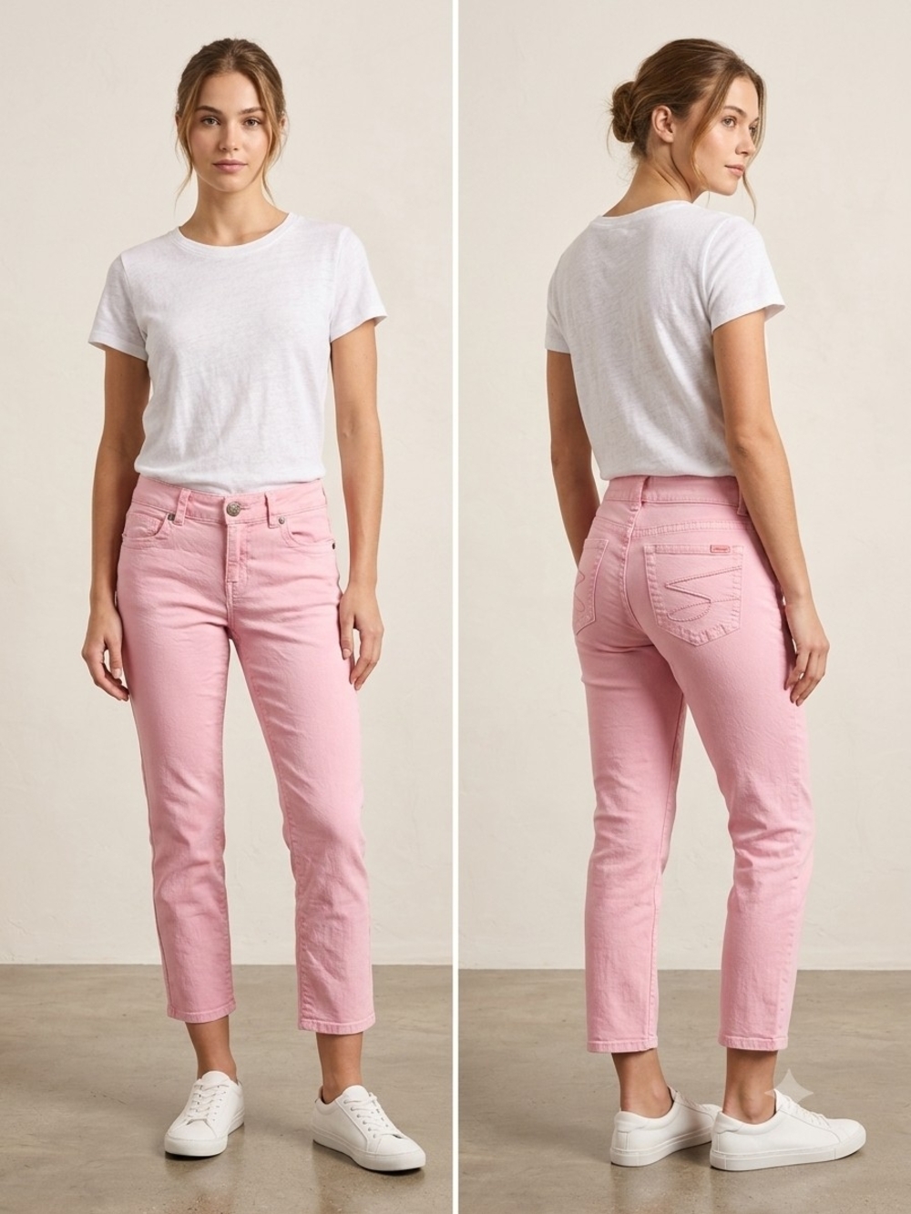 Seven7 Pink High-Rise Cropped Straight Jeans